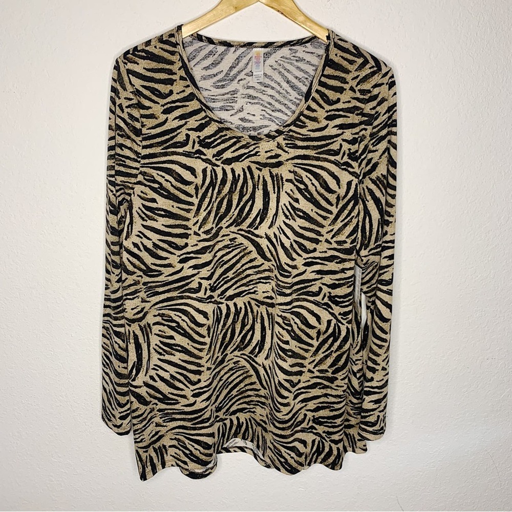 NWT LuLaRoe Lynnae Scoop Neck Animal Zebra Print Long Sleeve Top Size 3X